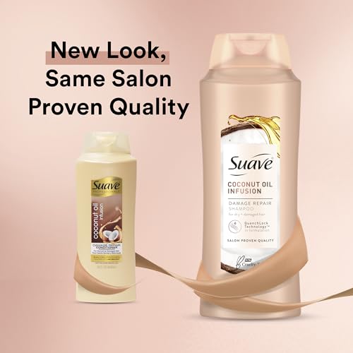 Suave Coconut Oil Damage Repair Shampoo for Normal, Dry, and Damaged Hair with Pure Coconut Oil Infusion, 28 oz
| Suave