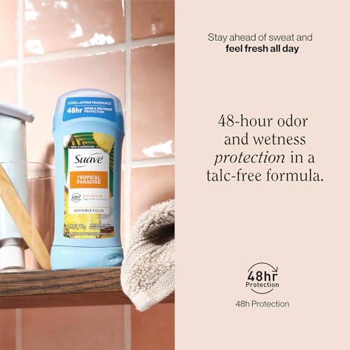 Suave Women's Tropical Paradise Deodorant Stick, 48H Protection, Cruelty-Free, |6 Oz (Pack of 2)