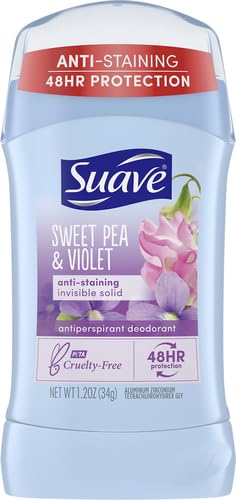 Suave Sweet Pea Violet Deodorant Stick for Women 48-Hour Odor and Wetness Protection 1.2 oz