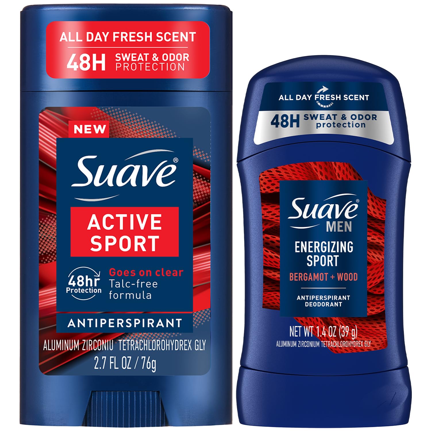 Suave Antiperspirant Deodorant for Men Active Sport 2-Size Variety Pack 48H Sweat & Odor Protection Men's Deodorant Acti