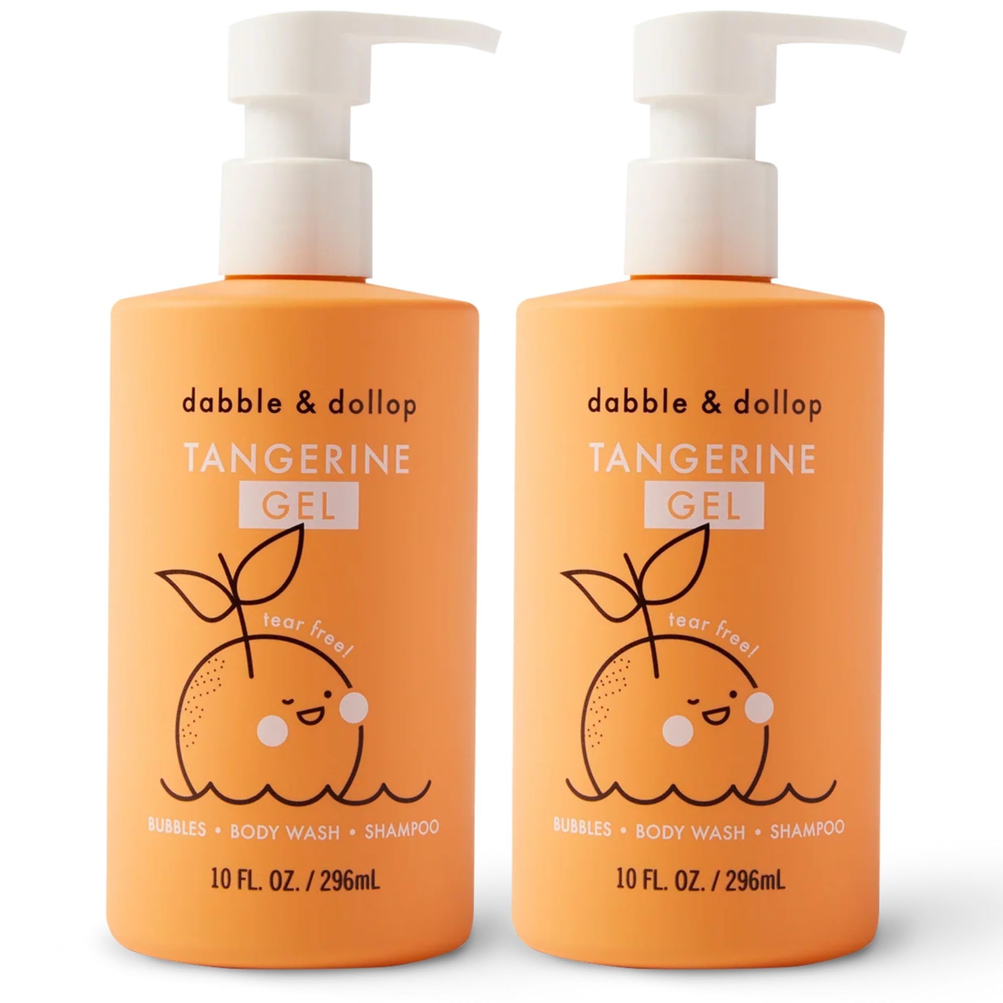Dabble & Dollop Tangerine Body Wash & Shampoo - 3 in 1 Natural Bubble Bath for Kids, USA-Made Paraben & Sulfate Free