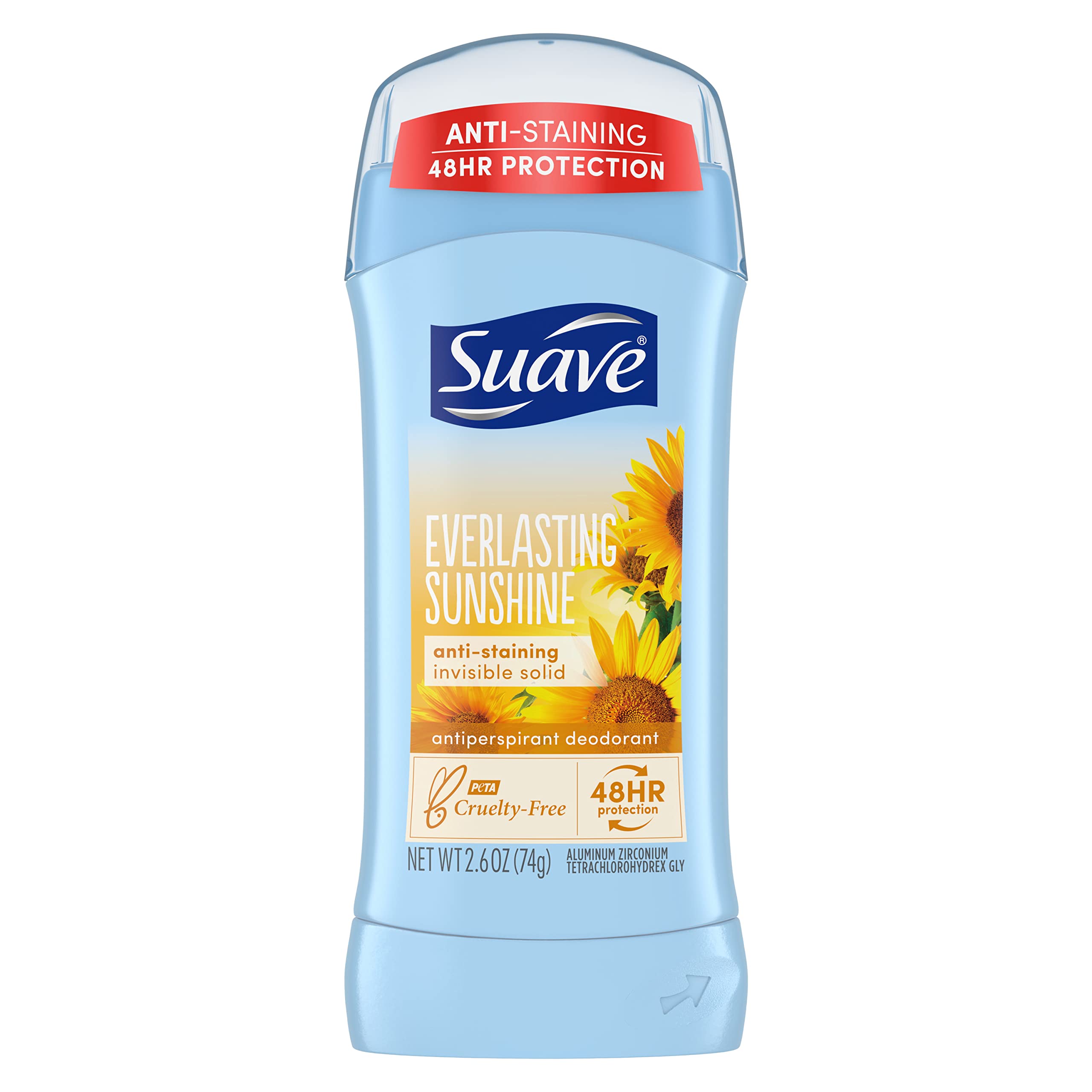 Suave Everlasting Sunshine Deodorant Stick for Women 48-hour Odor & Wetness Protection
| Suave Women's |6 oz Deodorant